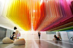 Utilizing colours as three dimensional elements: 100 Colours installation by Emmanuelle Moreaux