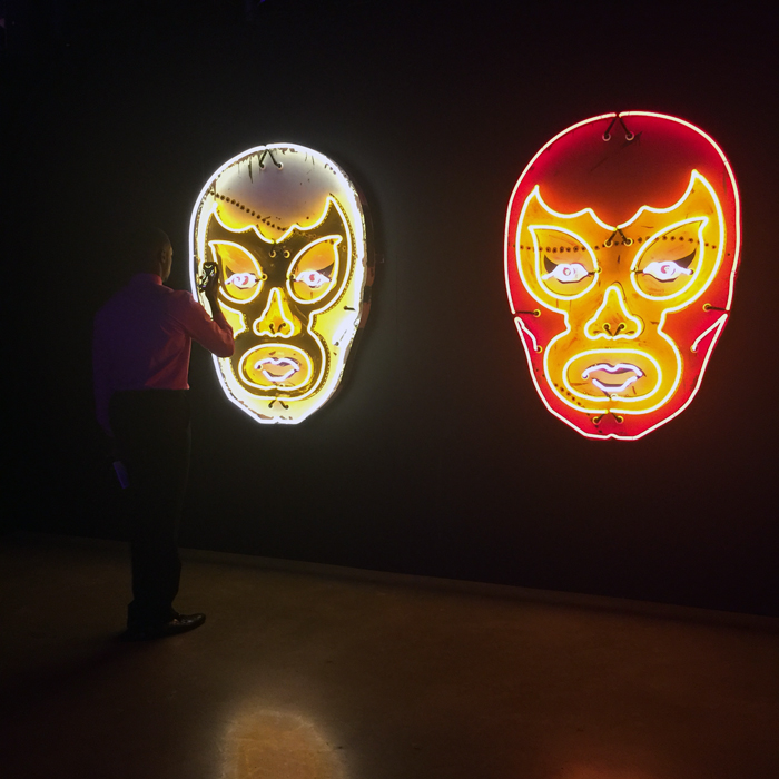 White Luchador and Red Luchador by Todd Sanders