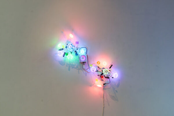 Collection of 3d printed sculpture with LED lights